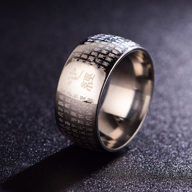 Bague spirituelle Sutra du cœur en acier titane de 10 mm pour l'équilibre