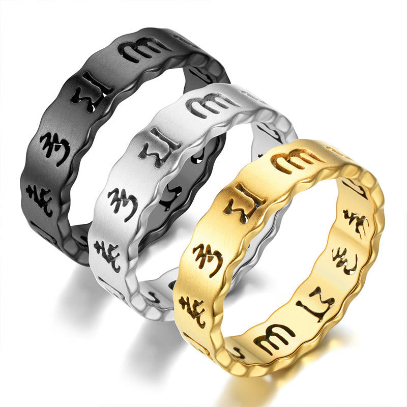 Bague rotative Om Mani Padme Hum en acier titane de 10 mm