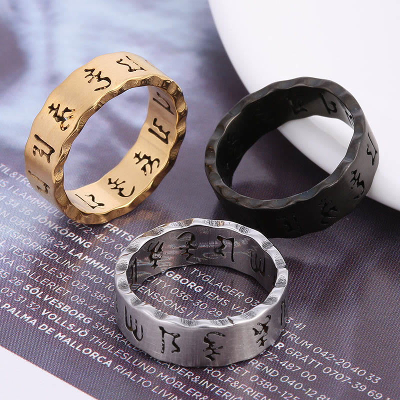 Bague rotative Om Mani Padme Hum en acier titane de 10 mm