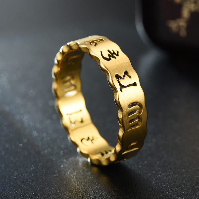 Bague rotative Om Mani Padme Hum en acier titane de 10 mm