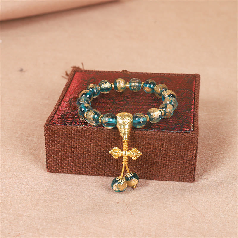 Bracelet de perles Dorje turquoise de 10 mm