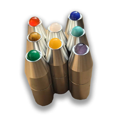 Lot de 10 diapasons avec manche en cristal pour massage et biofield 