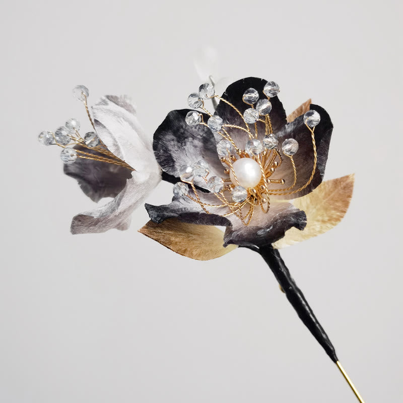 Broche fleur en velours de soie de mûrier faite à la main, 11-12 cm