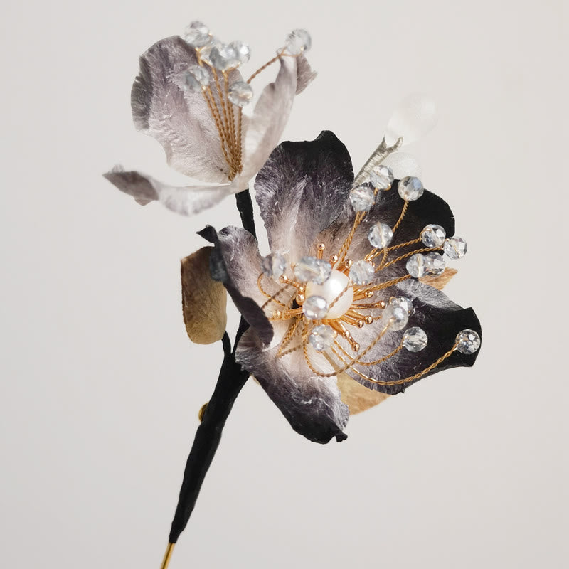 Broche fleur en velours de soie de mûrier faite à la main, 11-12 cm