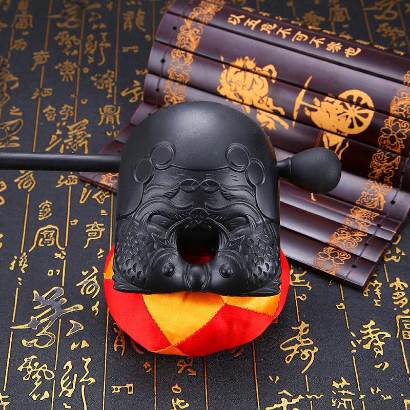 Tambour poisson en bois de 11,5 cm avec motif carpes koï | Méditation de pleine conscience