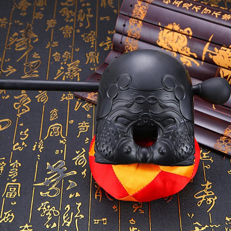 Tambour poisson en bois de 11,5 cm avec motif carpes koï | Méditation de pleine conscience