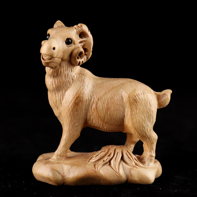 Statue en bois de 11,5 cm représentant le personnage Fu de l'Année du Serpent, décoration d'intérieur