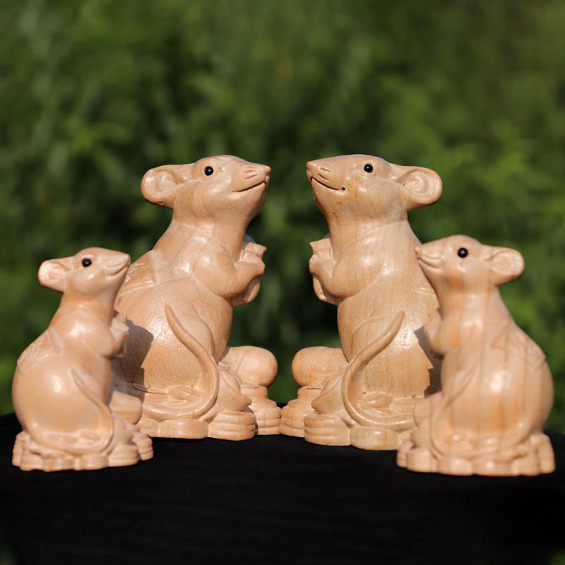 Statue en bois de 11,5 cm représentant le personnage Fu de l'Année du Serpent, décoration d'intérieur