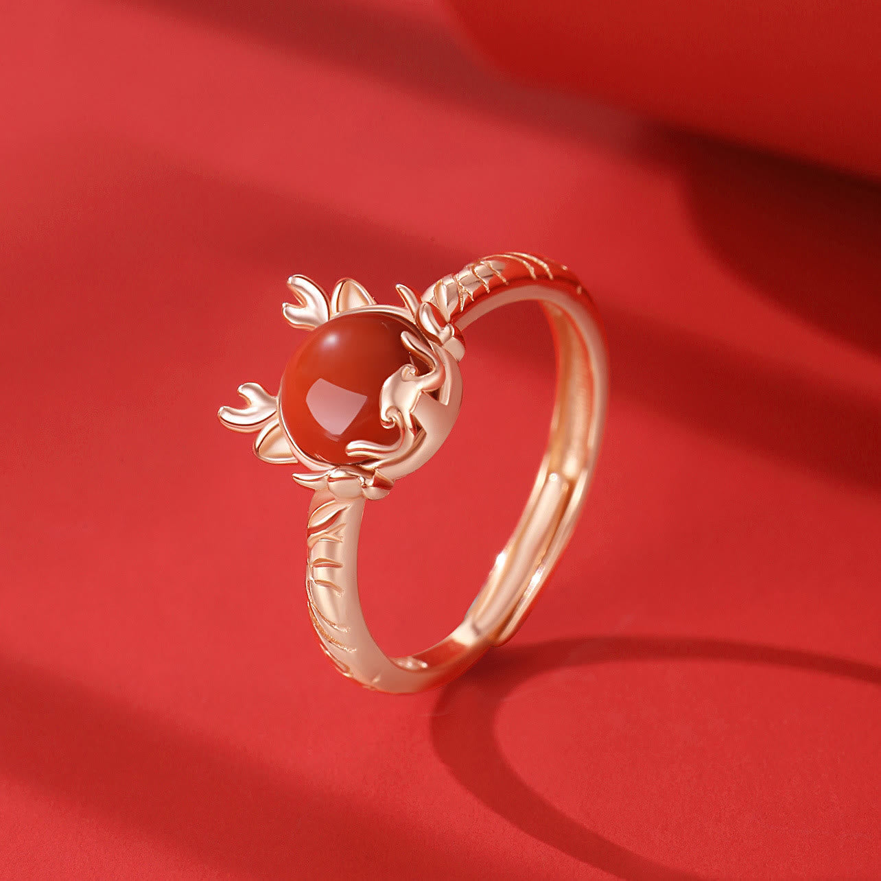 Sterling Silver Dragon Red Agate Bracelet for Protection & Luck