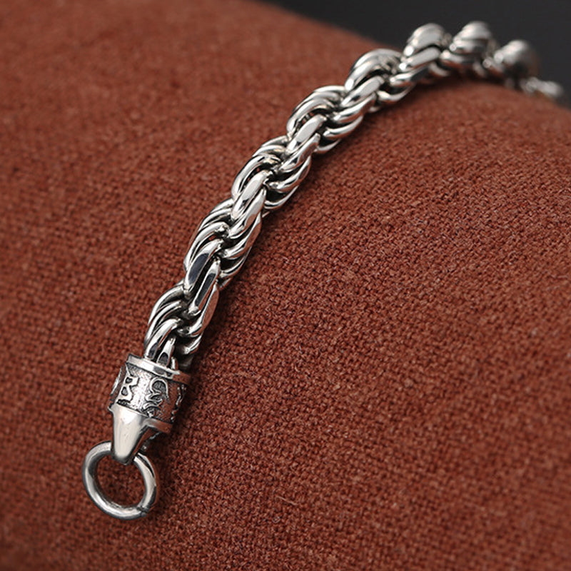 925 Sterling Silver Om Mani Padme Hum Bracelet 18cm Peace & Love