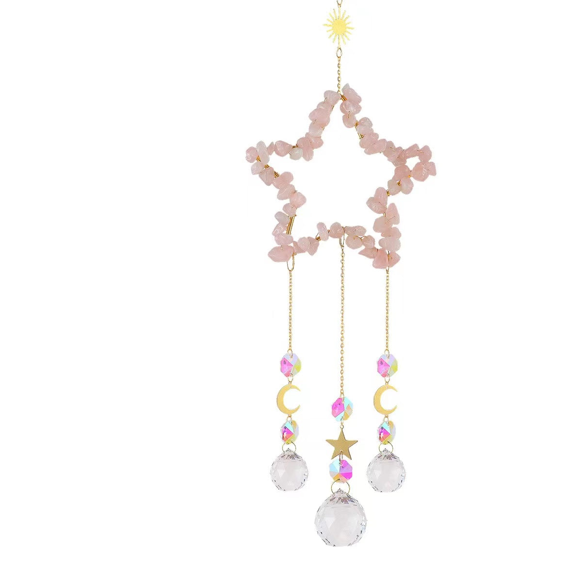 11cm Crystal Suncatcher with Natural Gemstones for Home