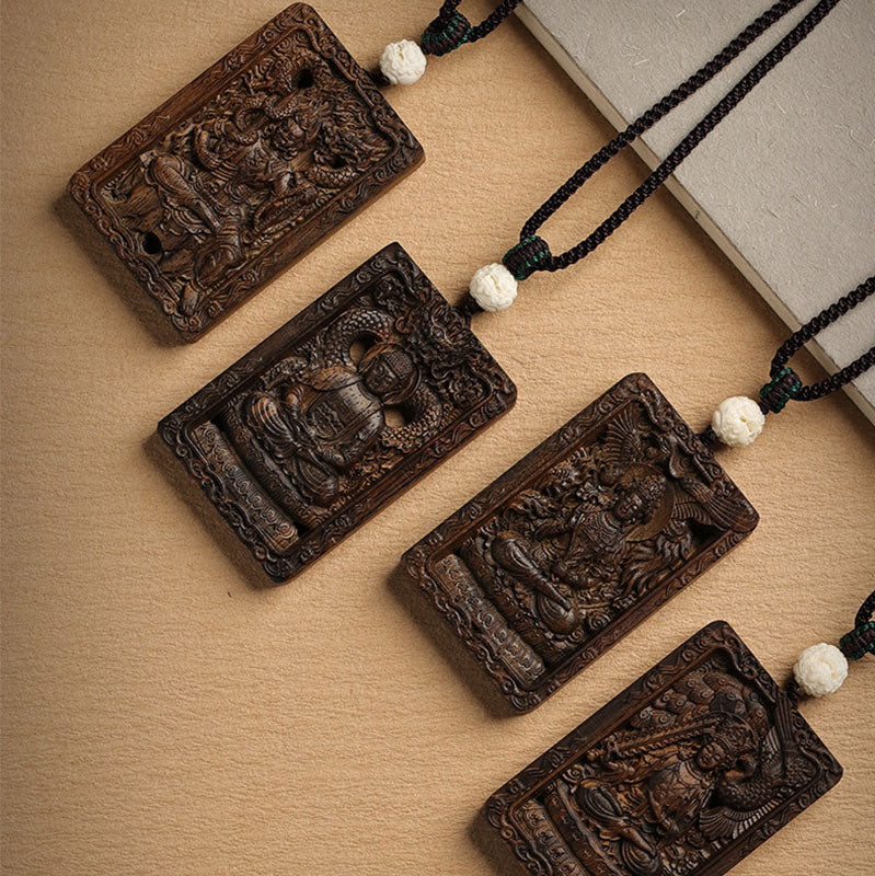 Chinese Zodiac Agarwood PiXiu Dragon Peace Necklace Pendant