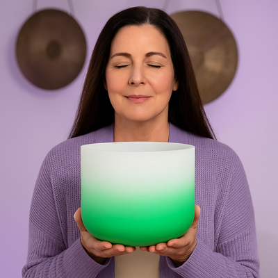 Bol chantant en cristal - Bol sonore pour le chakra du cœur - Bol de méditation avec note F pour la guérison