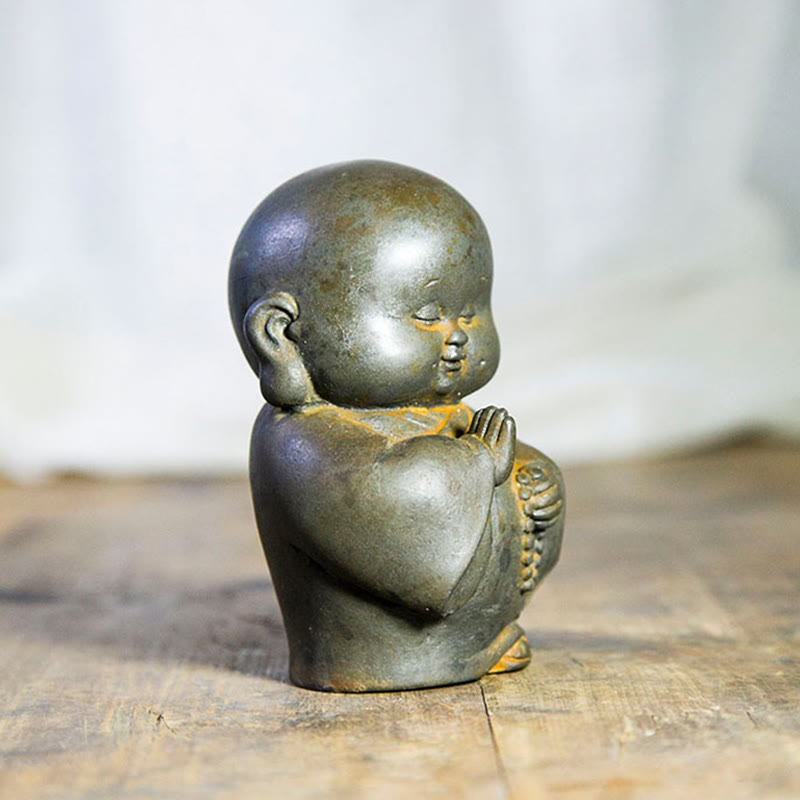 Statue de Bouddha rouille de 12,7 cm | Décoration artisanale pour petit moine