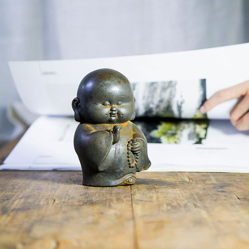 Statue de Bouddha rouille de 12,7 cm | Décoration artisanale pour petit moine