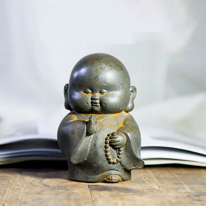 Statue de Bouddha rouille de 12,7 cm | Décoration artisanale pour petit moine