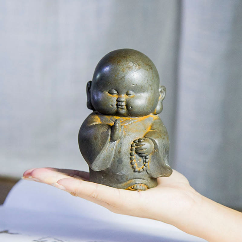 Statue de Bouddha rouille de 12,7 cm | Décoration artisanale pour petit moine