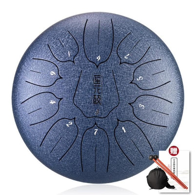 Steel tongue drum with numbered tones in circular pattern for 12 Carbon Steel Drum