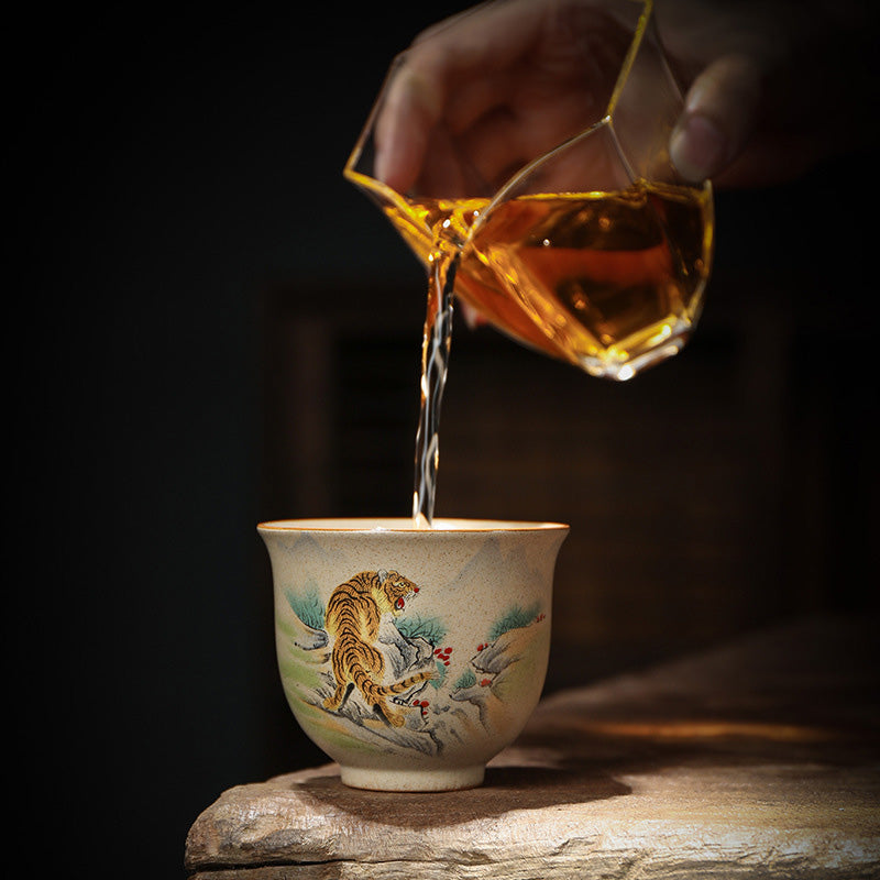 Tasse à thé en céramique avec 12 signes du zodiaque chinois | Tasse à thé Kung Fu 130 ml