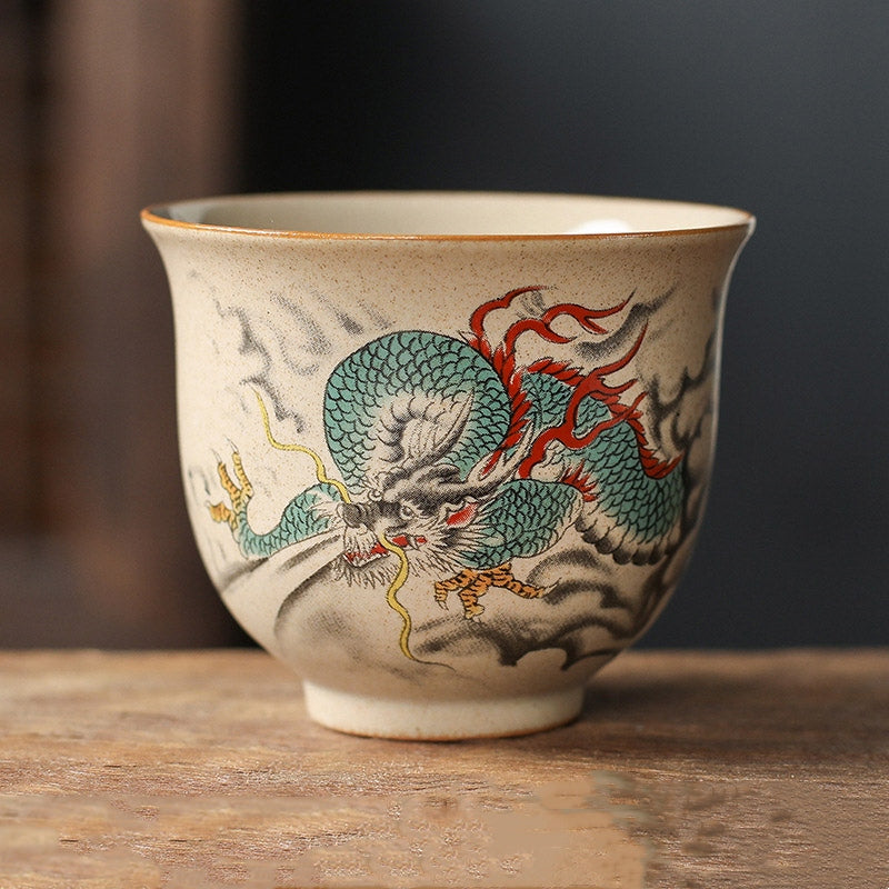 Tasse à thé en céramique avec 12 signes du zodiaque chinois | Tasse à thé Kung Fu 130 ml
