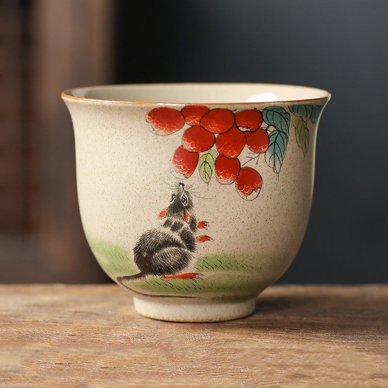 Tasse à thé en céramique avec 12 signes du zodiaque chinois | Tasse à thé Kung Fu 130 ml