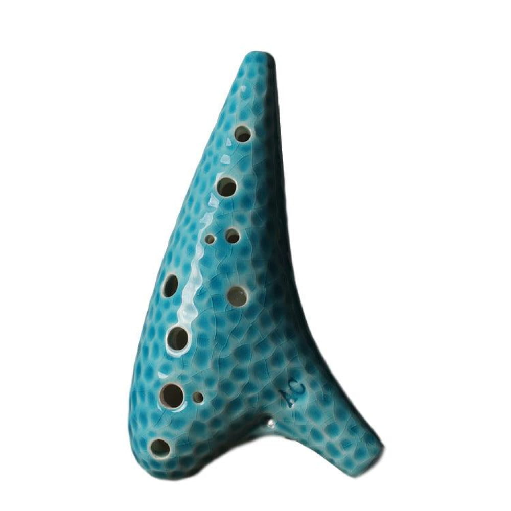 12 Hole Alto C Ceramic Ocarina - Blue Ice Crack Flute - Blue Ocarina - On sale