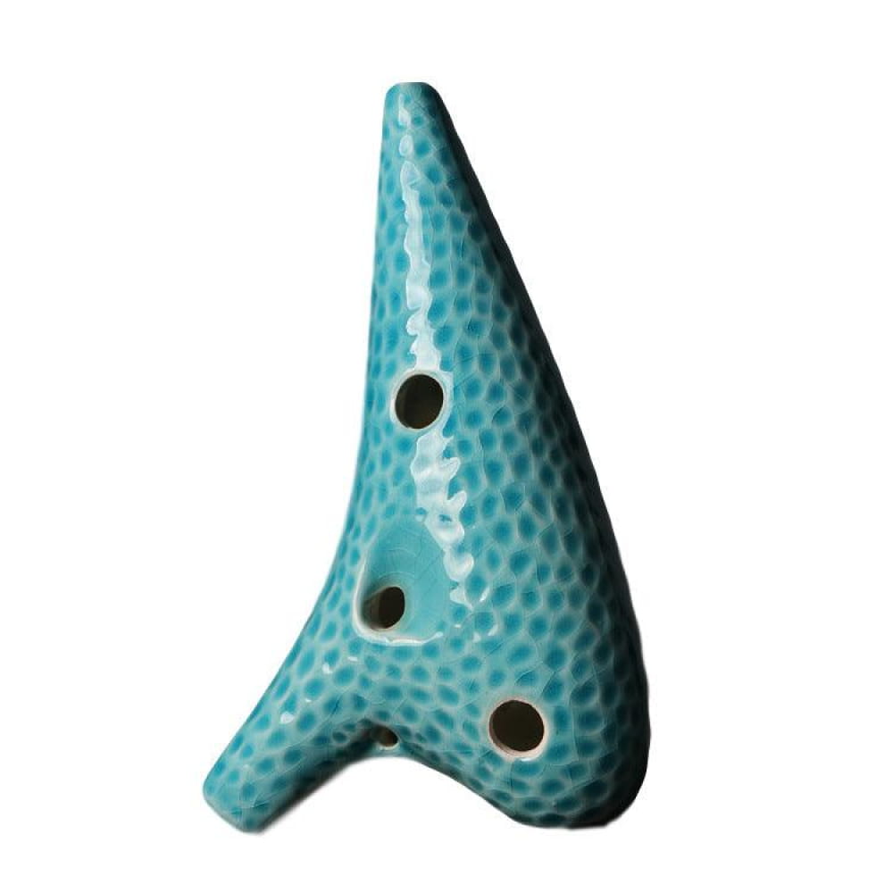 12 Hole Alto C Ceramic Ocarina - Blue Ice Crack Flute - Blue Ocarina - On sale