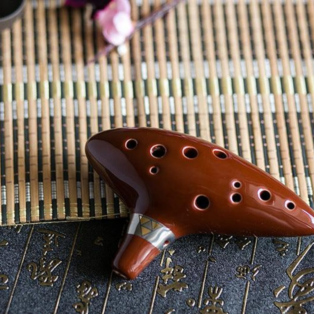 12-Hole Alto C Ocarina Flute Blue Green Brown Instrument - Brown Ocarina - On sale