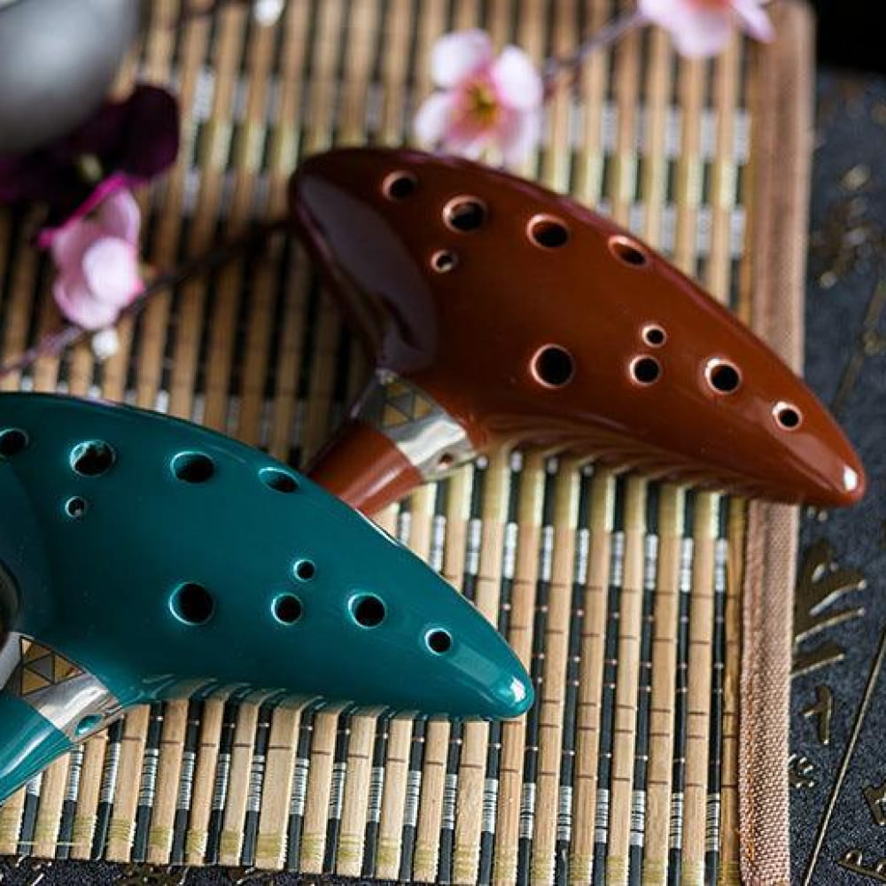 12-Hole Alto C Ocarina Flute Blue Green Brown Instrument - Ocarina - On sale