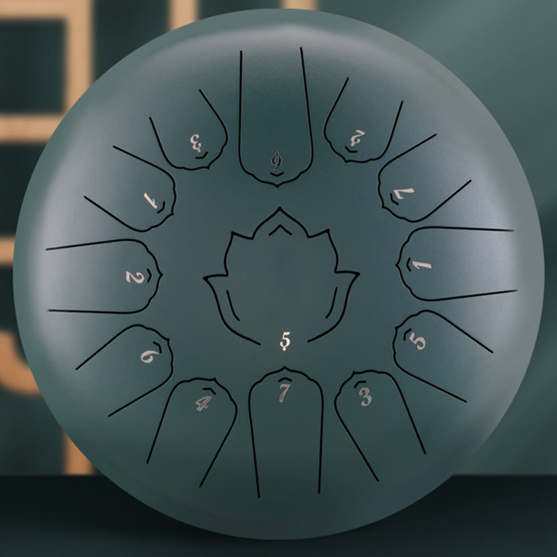 Tambour à langue en acier de 12 pouces, motif lotus, pour la méditation