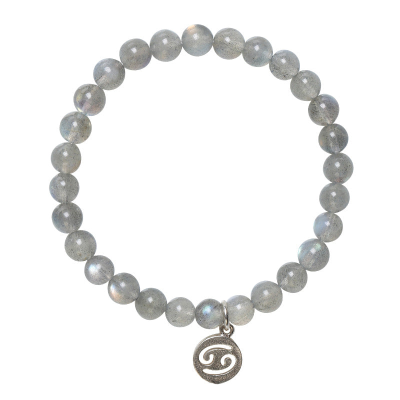 Bracelet Charmant 12 Pierres de Lune Zodiaque Perles de 7 mm