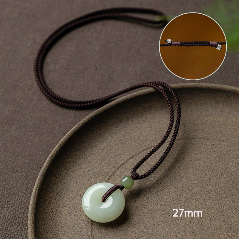 Natural Round Jade Necklace for Prosperity and Luck
