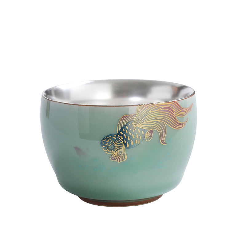 Tasse à thé en céramique 120 ml avec motifs papillons et lotus pour une décoration zen