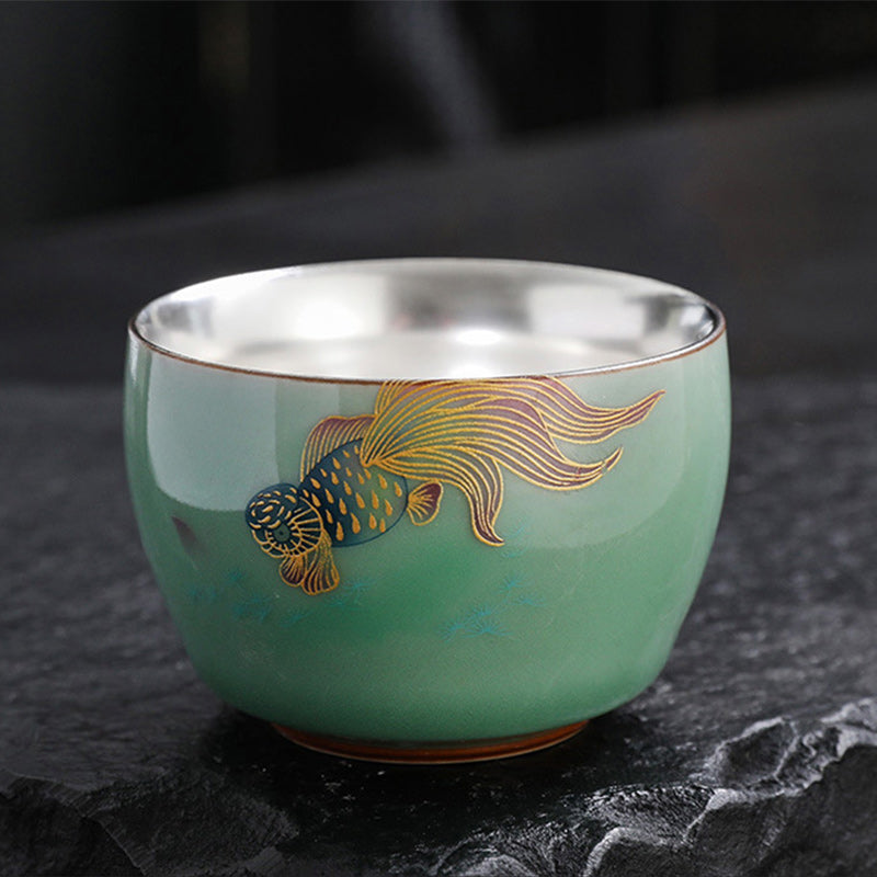 Tasse à thé en céramique 120 ml avec motifs papillons et lotus pour une décoration zen