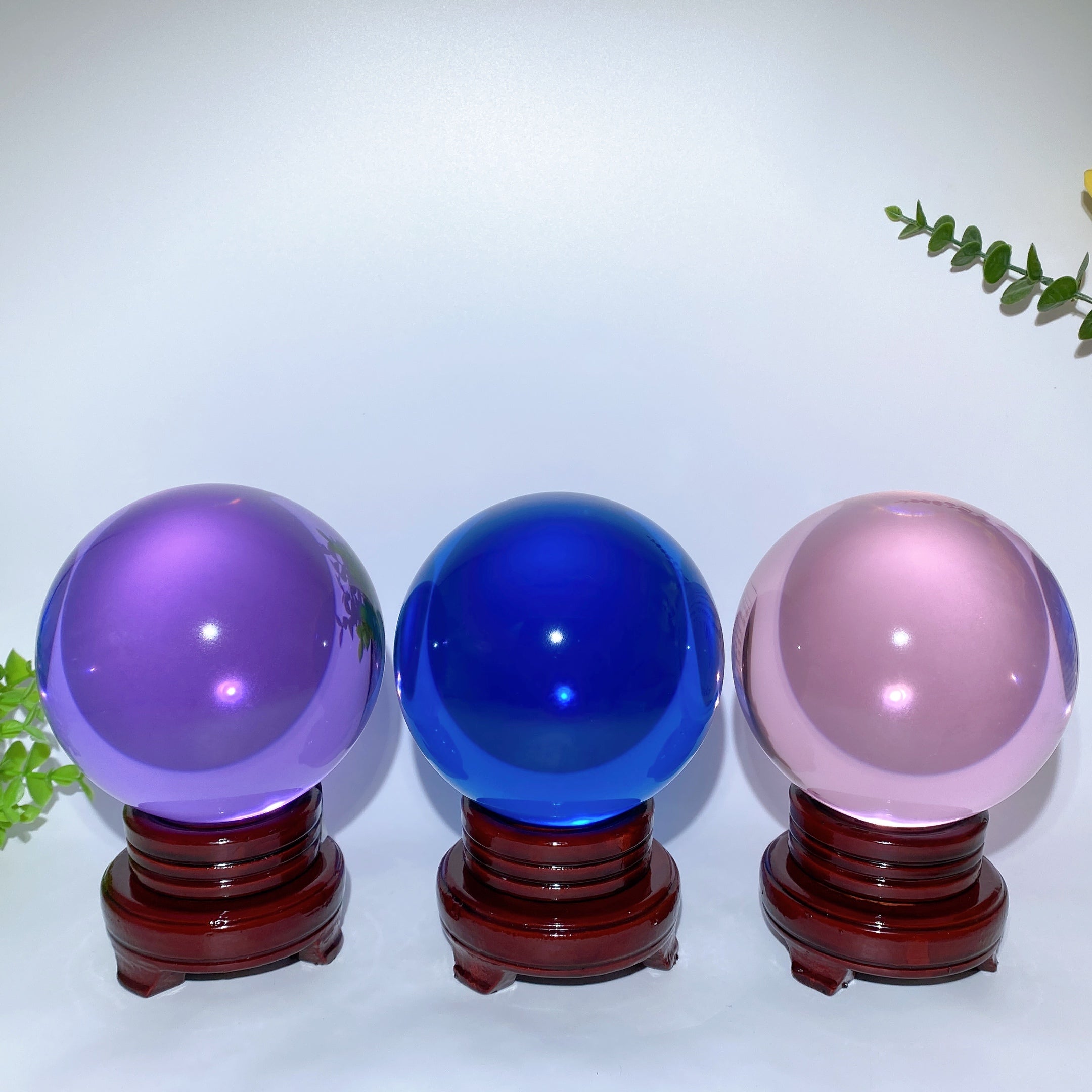 12cm Crystal Sphere with Stand | Purple Blue Pink Glass Orb