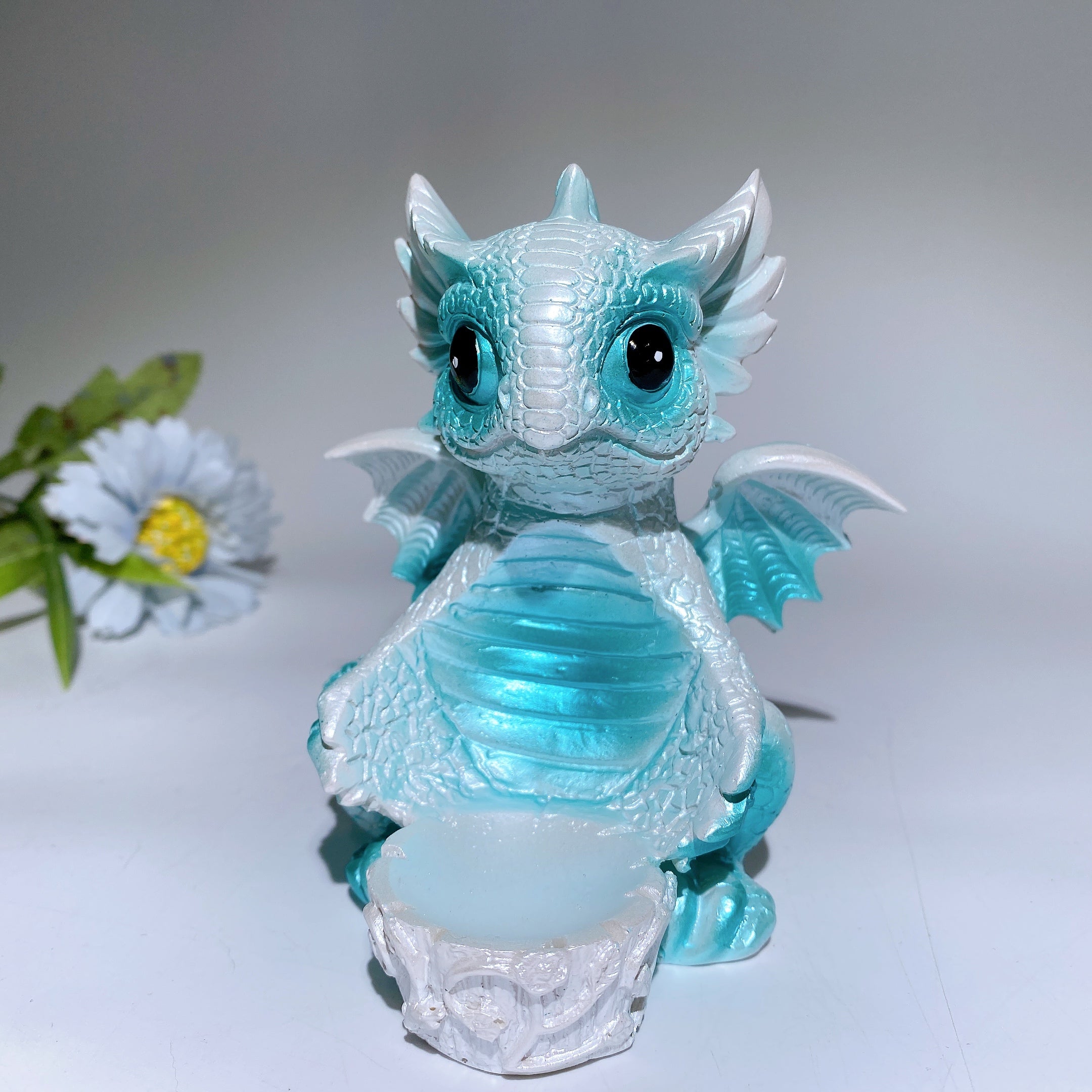 12cm Resin Chinese Dragon Sphere Stand for Crystal Healing
