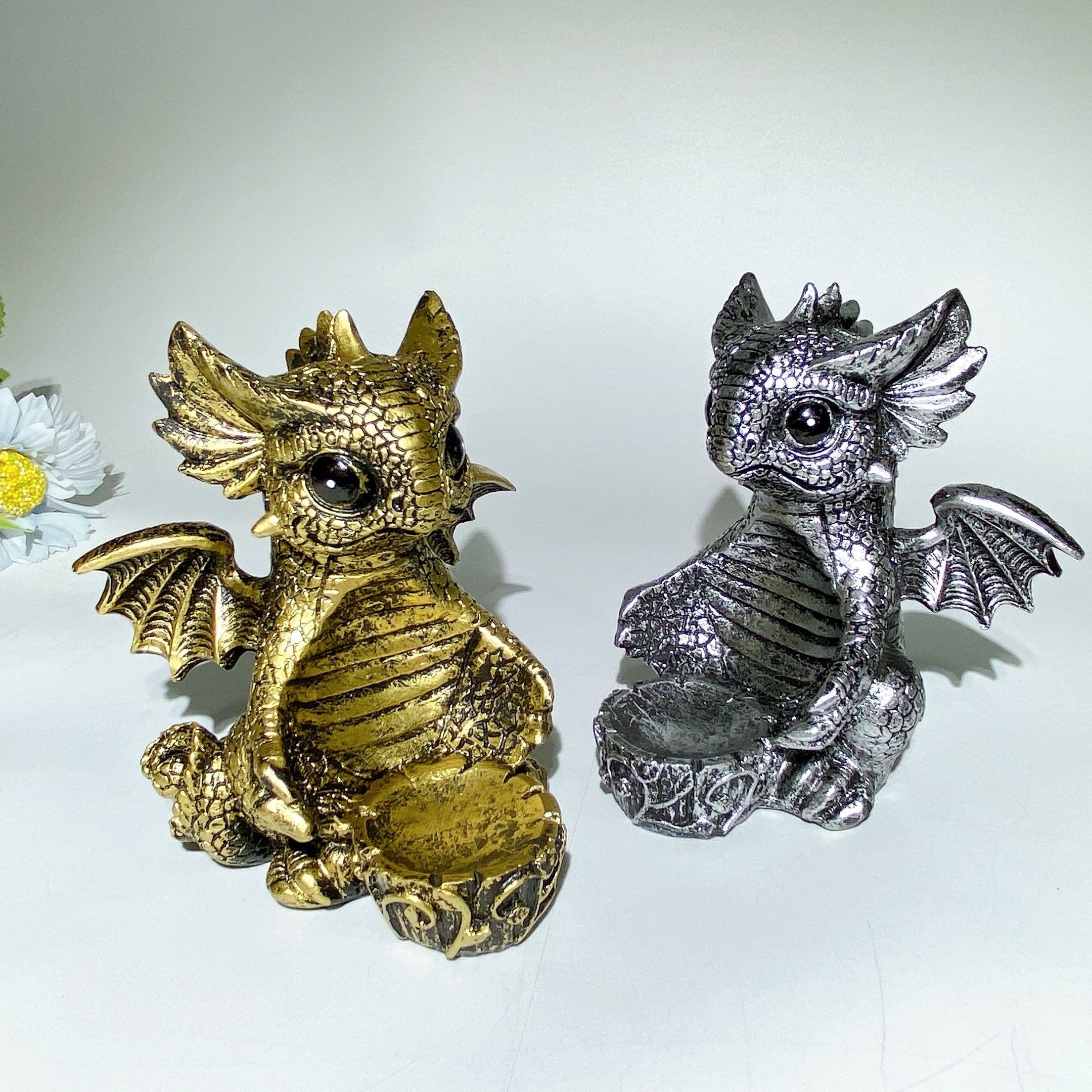 12cm Resin Chinese Dragon Sphere Stand for Crystal Healing