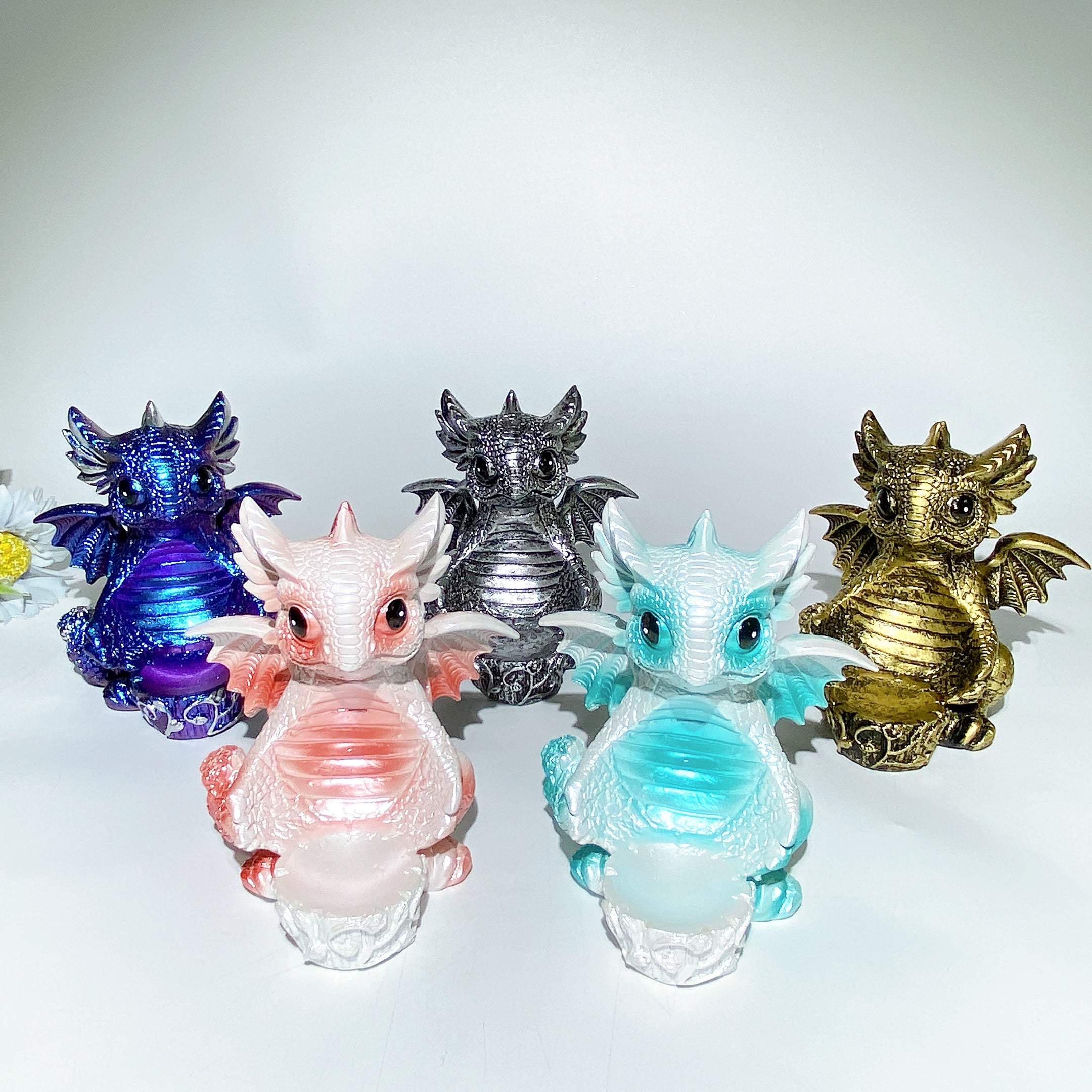 12cm Resin Chinese Dragon Sphere Stand for Crystal Healing