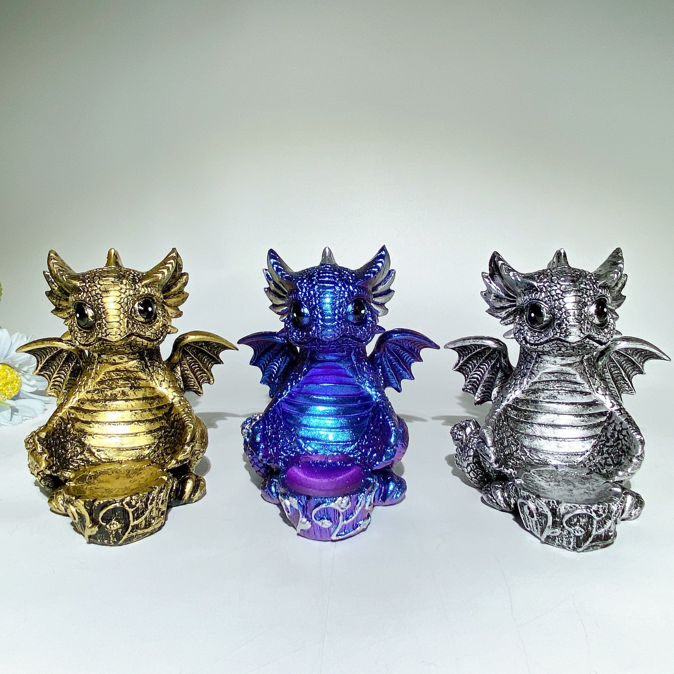 12cm Resin Chinese Dragon Sphere Stand for Crystal Healing