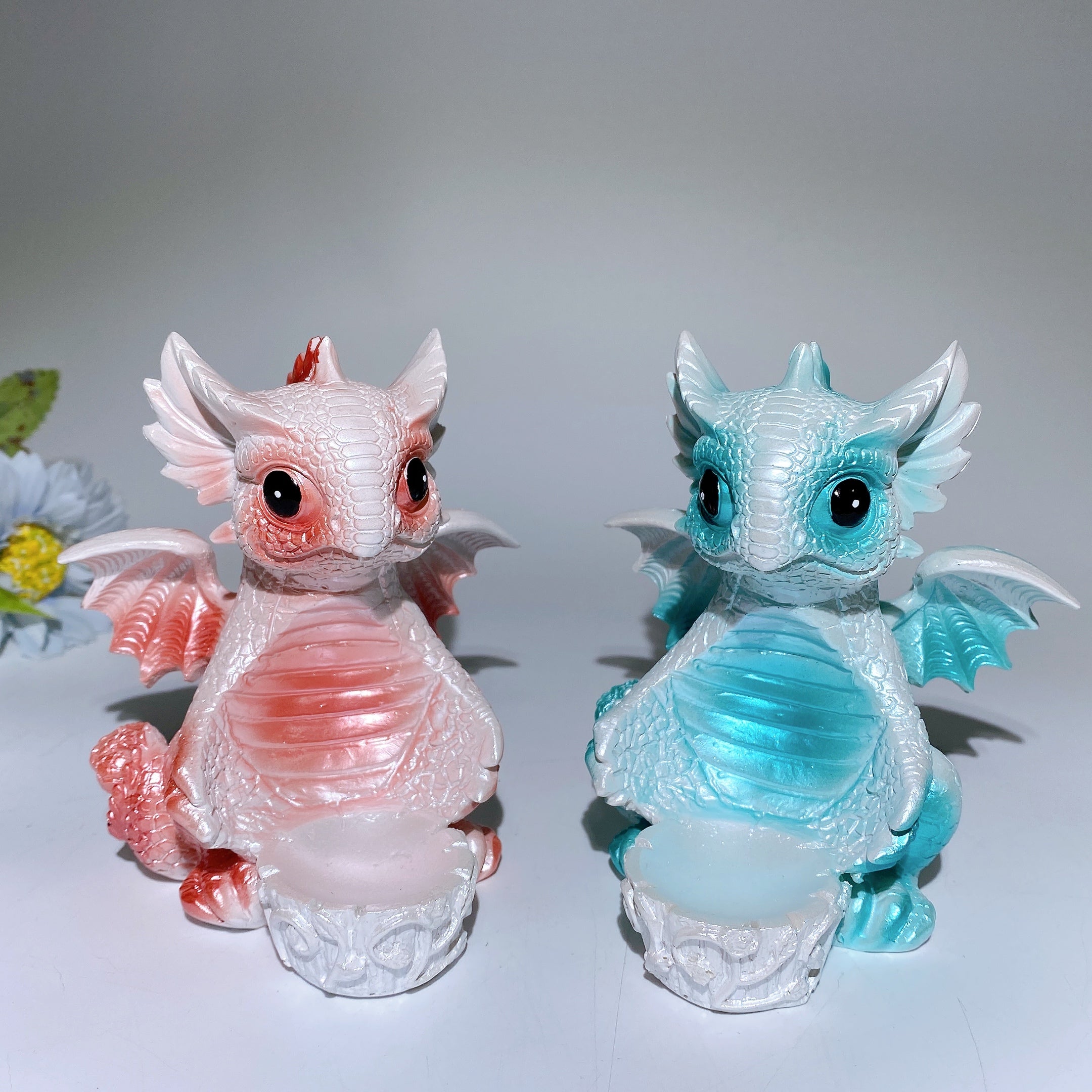 12cm Resin Chinese Dragon Sphere Stand for Crystal Healing