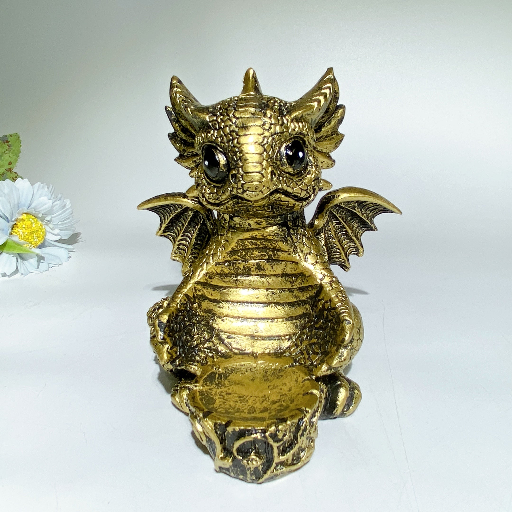 12cm Resin Chinese Dragon Sphere Stand for Crystal Healing