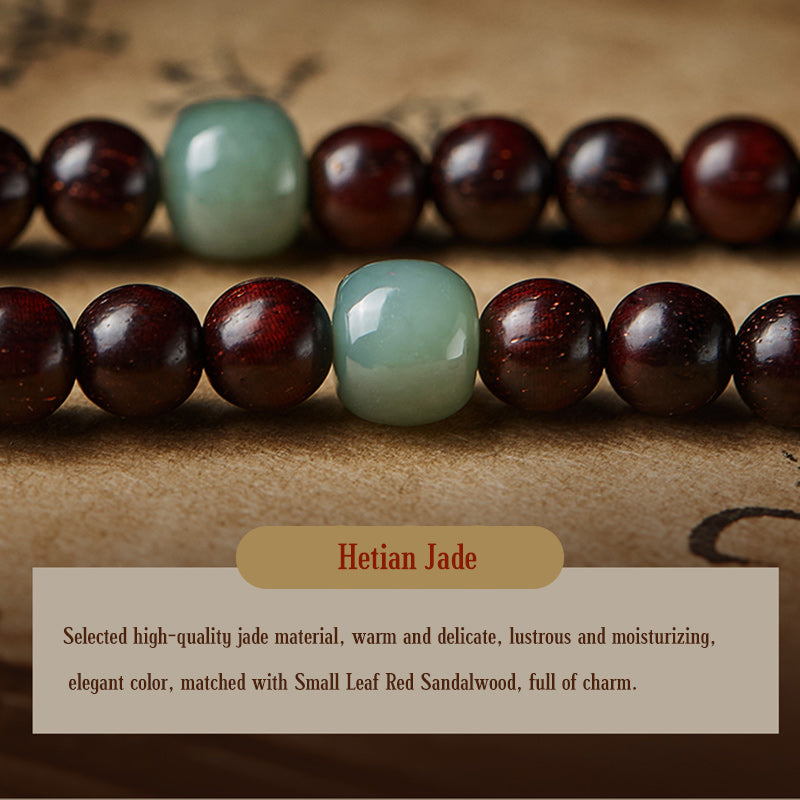 Chinese Zodiac 108 Mala Bracelet Red Agate & Sandalwood