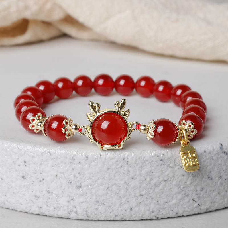 Red Agate Dragon Jade Peace Bracelet | Success & Protection