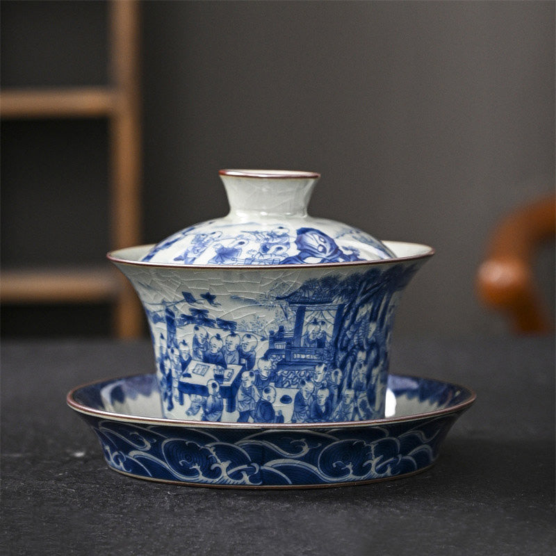 Ceramic Jingdezhen Dragon Phoenix Gaiwan Tea Cup 170ml
