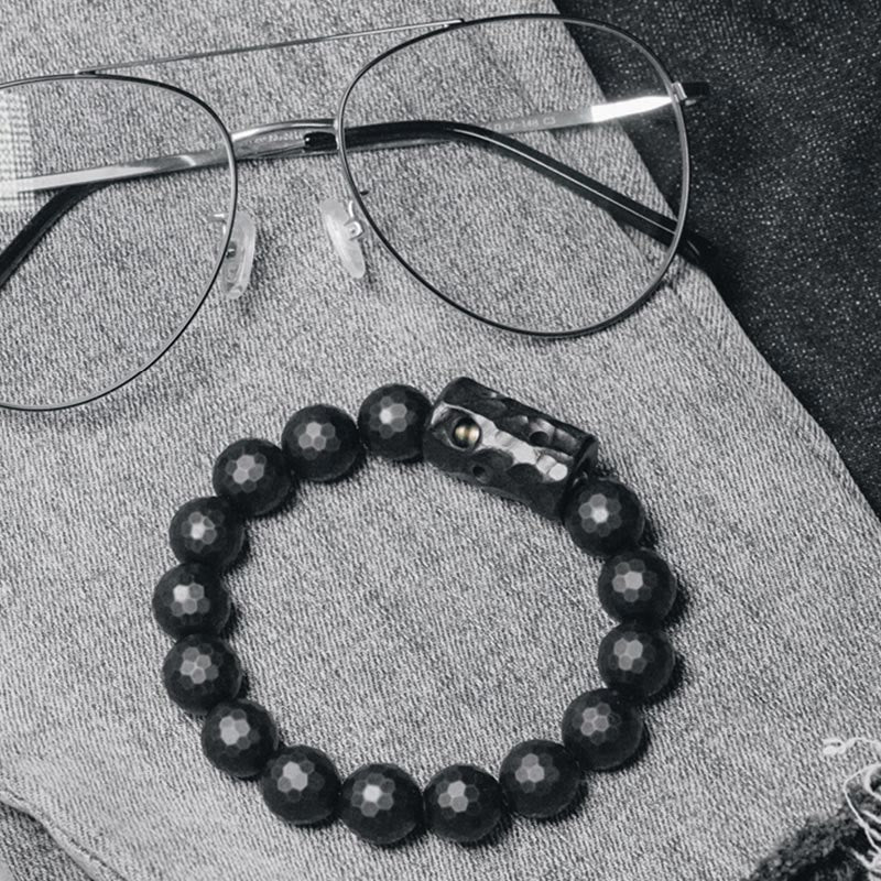 Bracelet de protection spirituelle en onyx noir et ébène de 12 mm