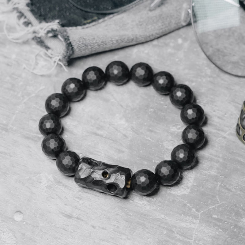 Bracelet de protection spirituelle en onyx noir et ébène de 12 mm