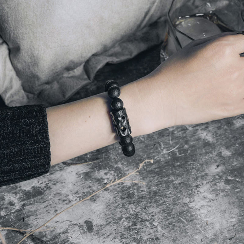 Bracelet de protection spirituelle en onyx noir et ébène de 12 mm