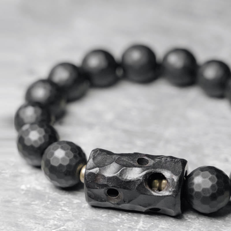 Bracelet de protection spirituelle en onyx noir et ébène de 12 mm