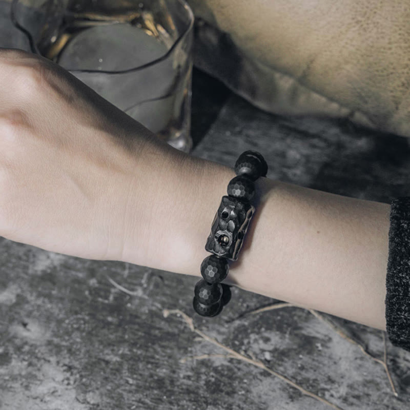 Bracelet de protection spirituelle en onyx noir et ébène de 12 mm