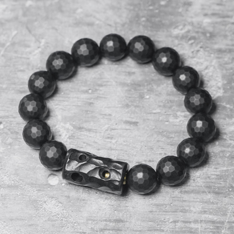 Bracelet de protection spirituelle en onyx noir et ébène de 12 mm
